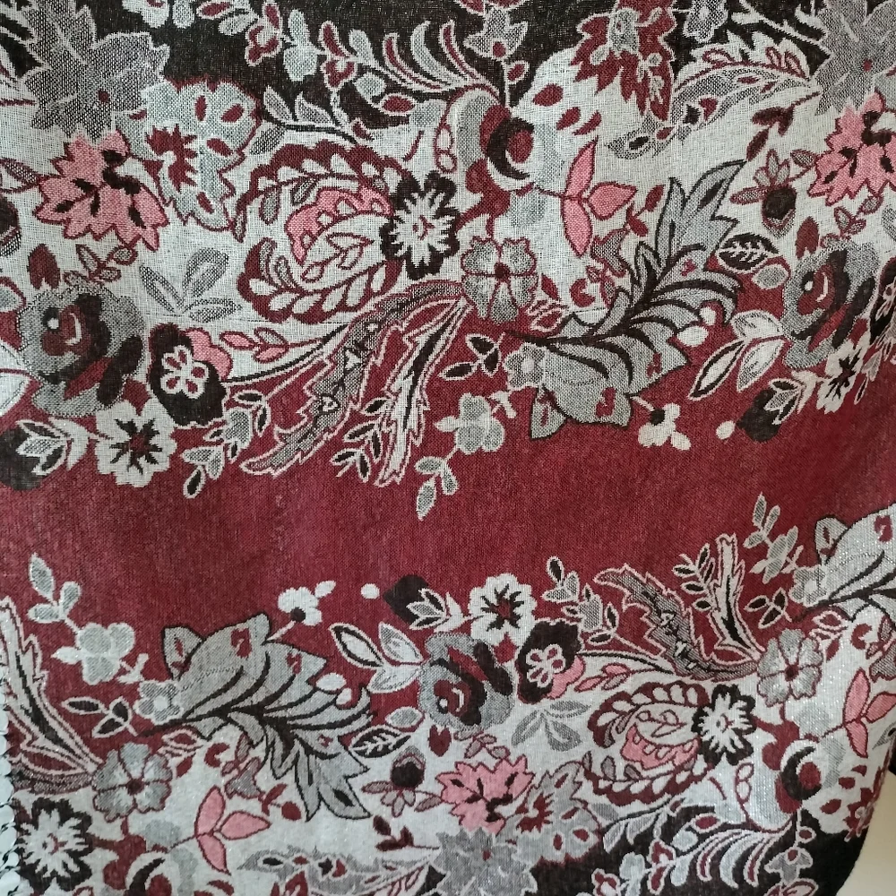 pashmina silk oversized scarf pink gray Burgundy Office Career Travel Airport